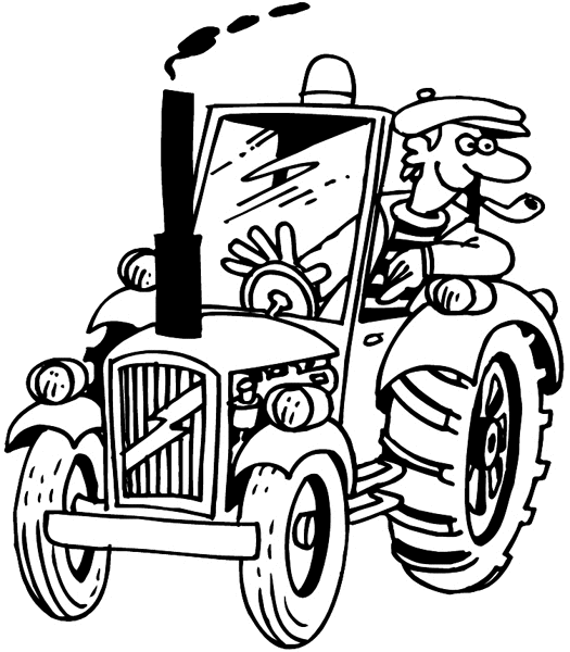 Pipe smoking farmer on tractor vinyl decal. Customize on line.      Agriculture Crops Farming Tractor Farmer 003-0133  